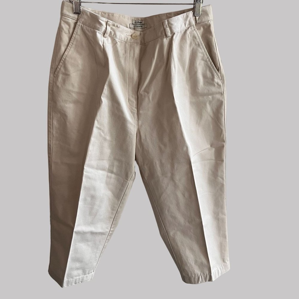 LL Bean Capri Pants Womens 16 32x21 White Original Fit‎ Pull-On Casual Outdoors